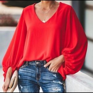 VICI V-neck Lantern Sleeve Loose Blouse size Large